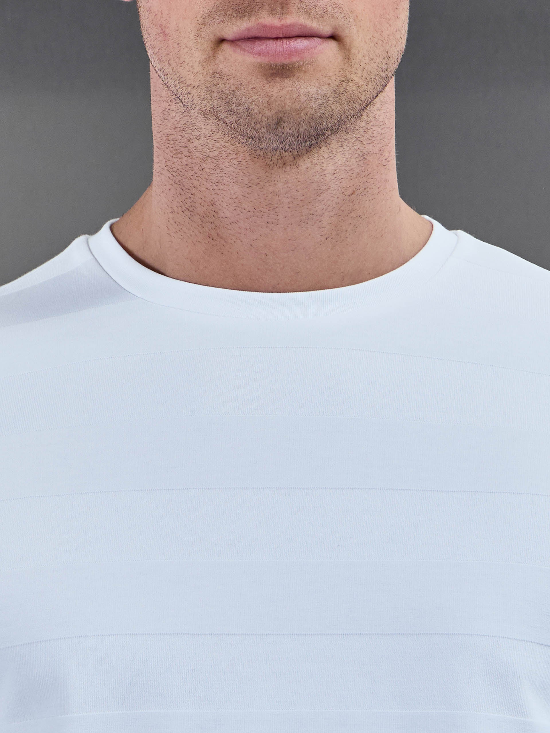 Jacquard Stripe T-Shirt in White