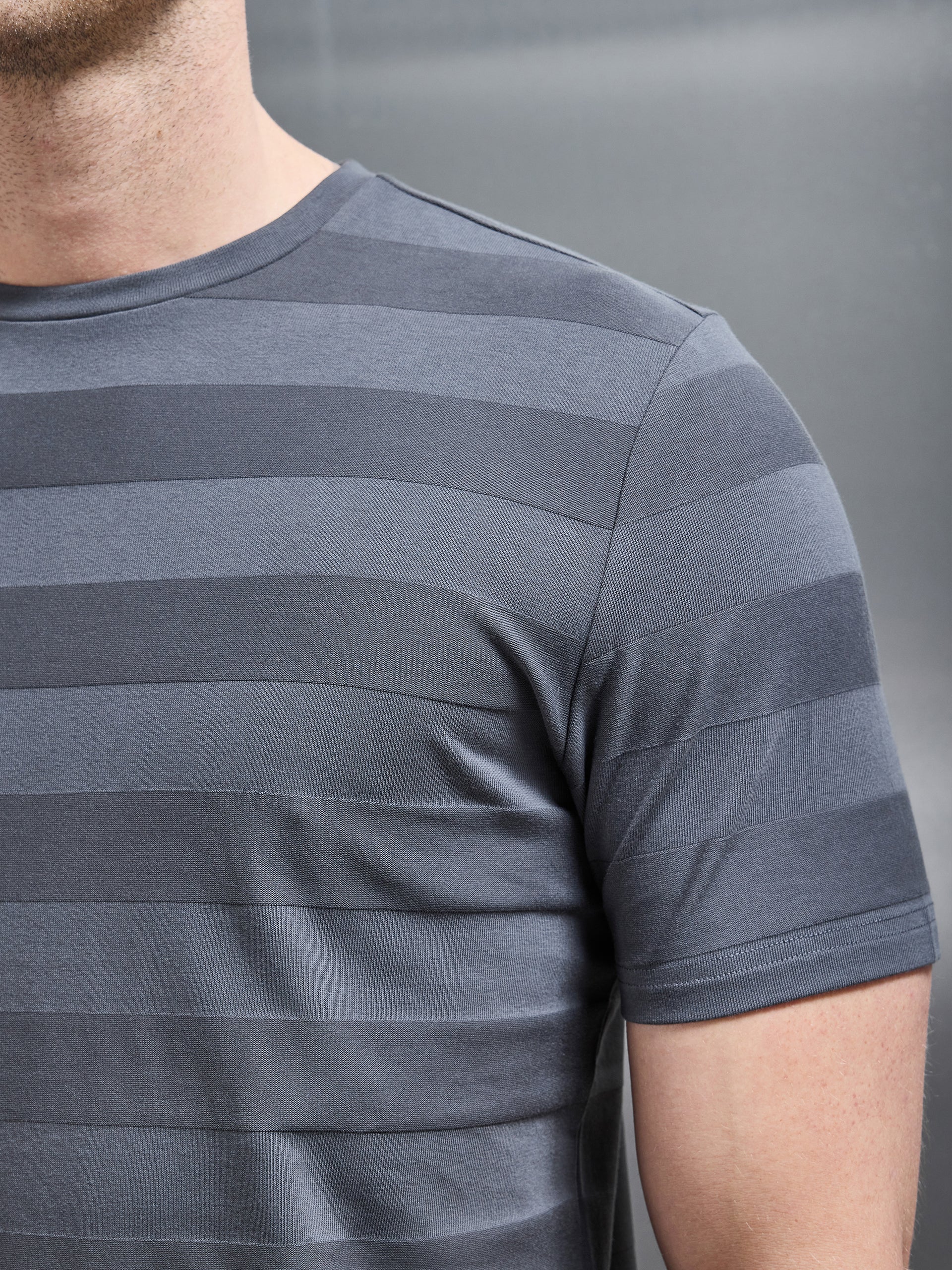 Jacquard Stripe T-Shirt in Slate Grey