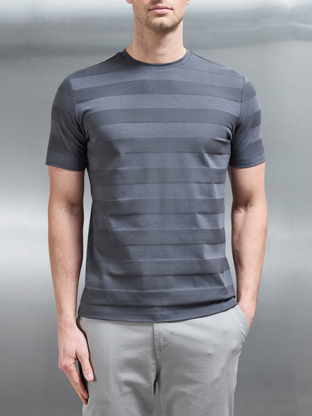 Jacquard Stripe T-Shirt in Slate Grey