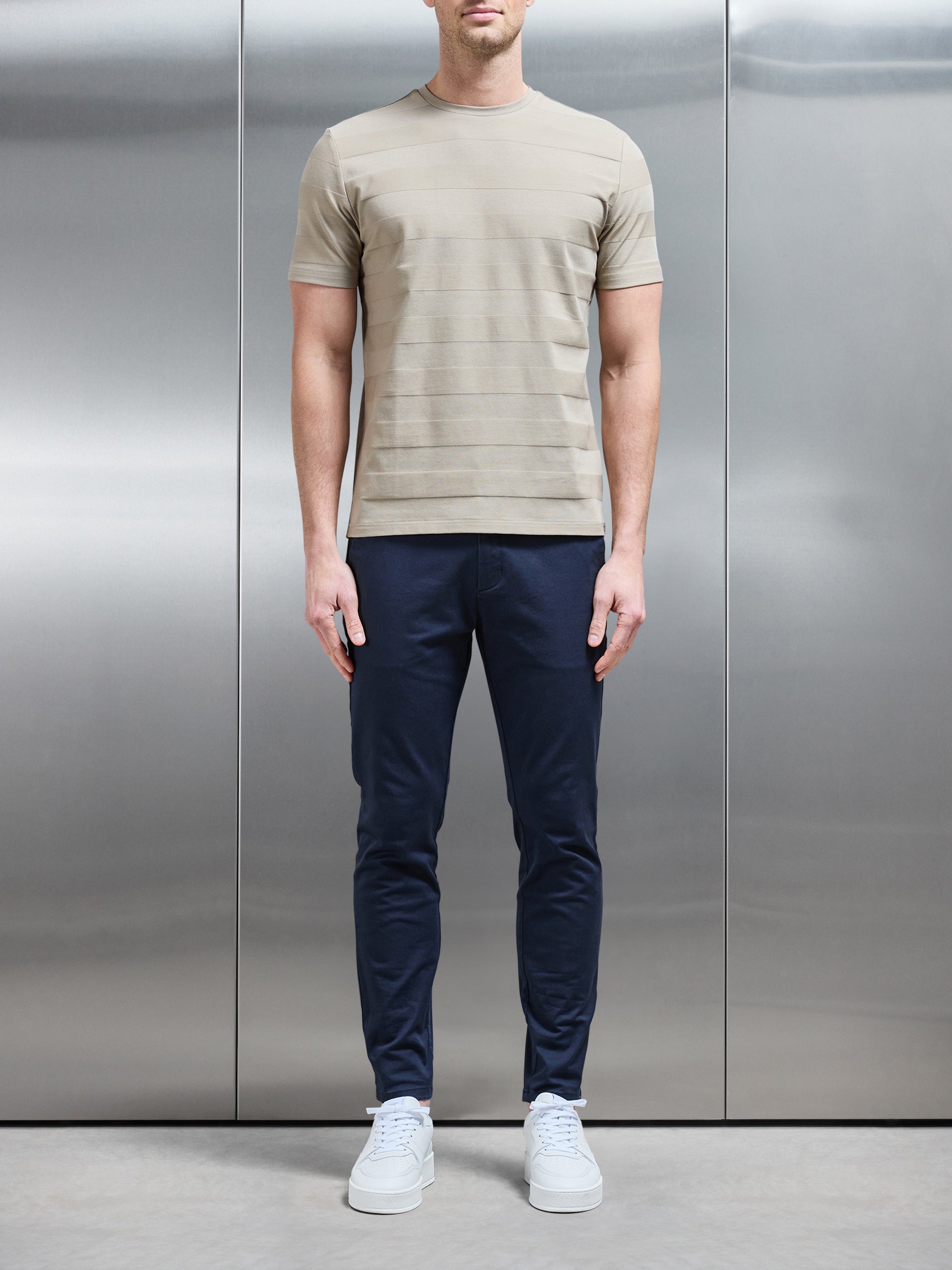 Jacquard Stripe T-Shirt in Stone