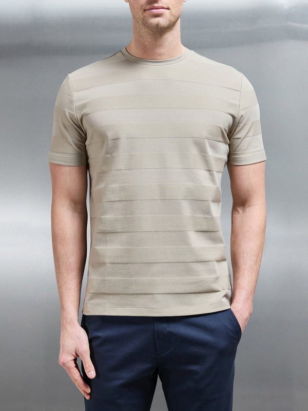 Jacquard Stripe T-Shirt in Stone