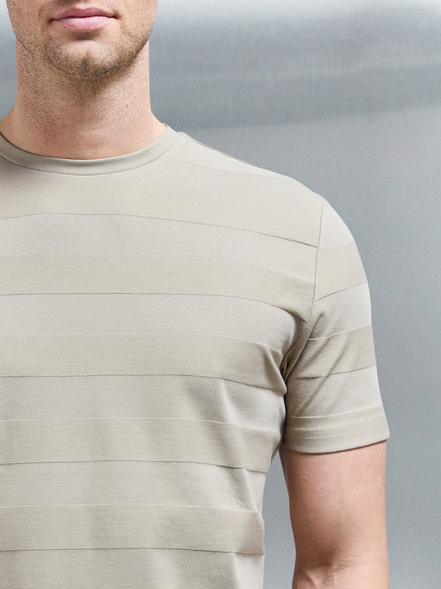 Jacquard Stripe T-Shirt in Stone