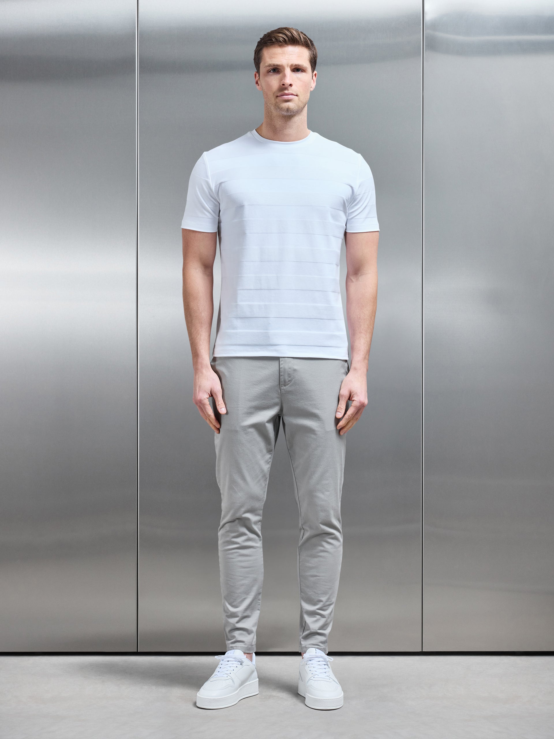 Jacquard Stripe T-Shirt in White