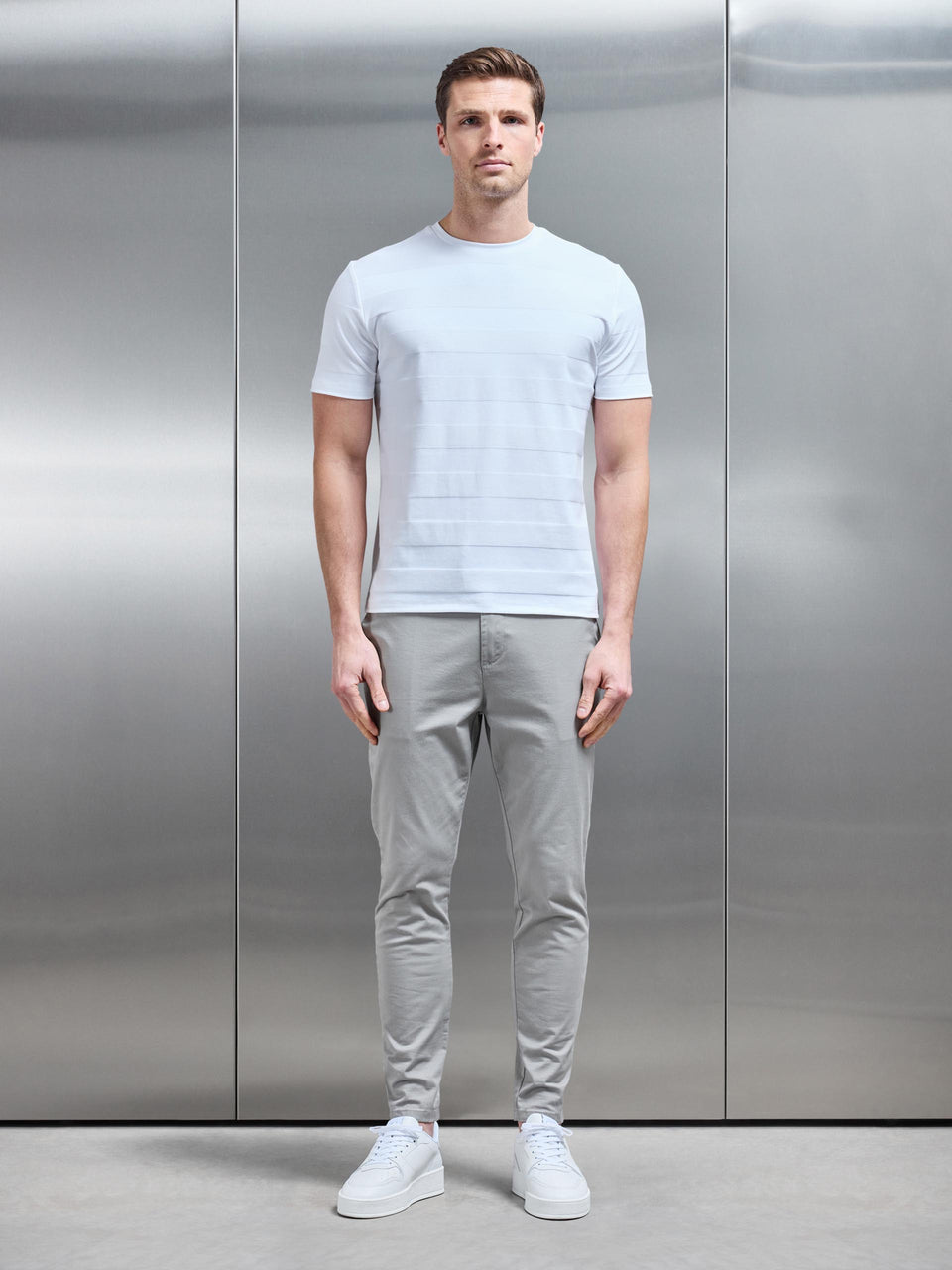 Jacquard Stripe T-Shirt in White