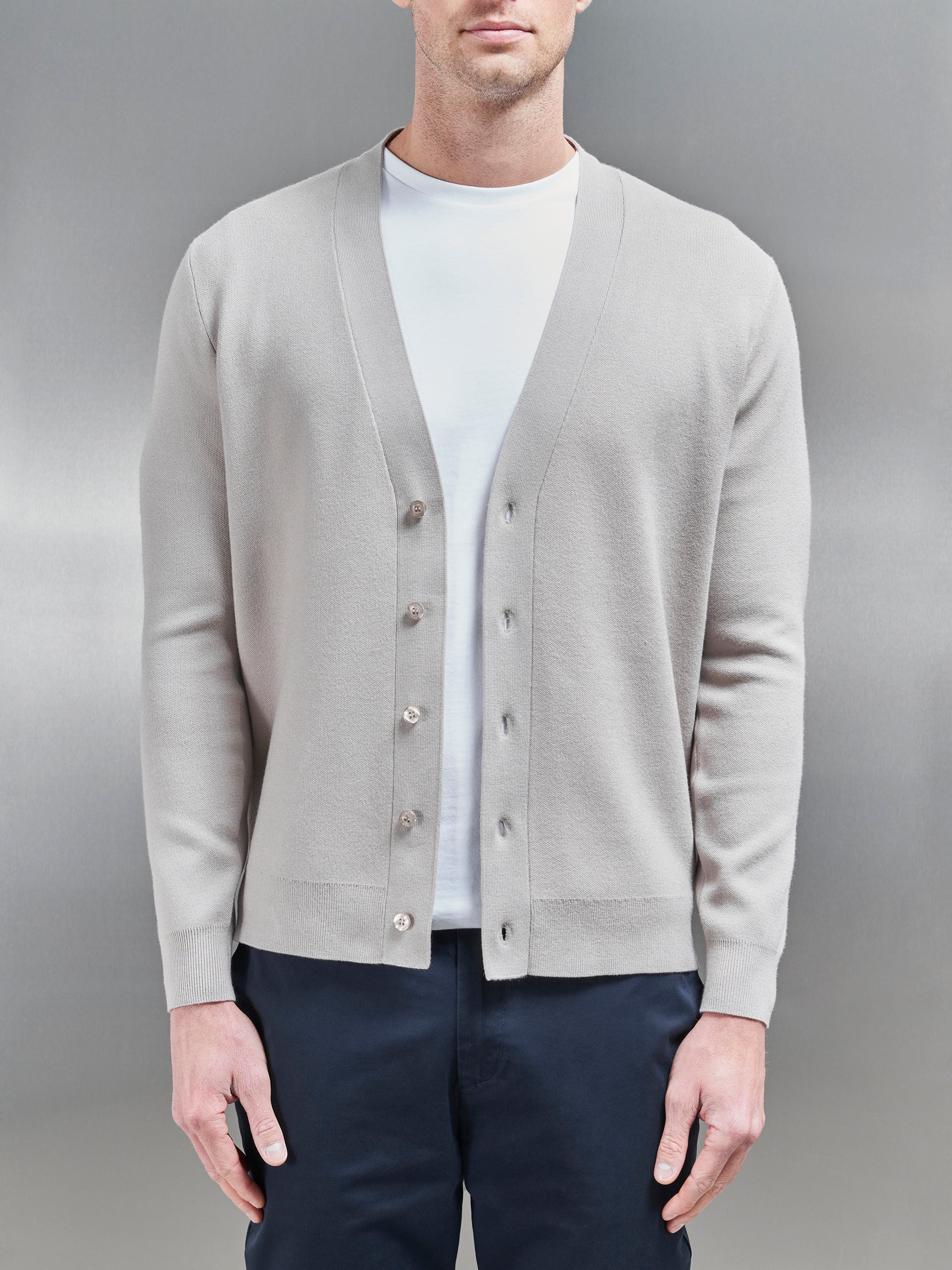 Knitted Cardigan in Stone