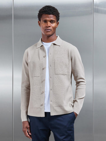 Knitted Overshirt in Stone