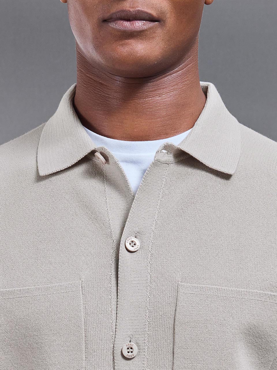 Knitted Overshirt in Stone