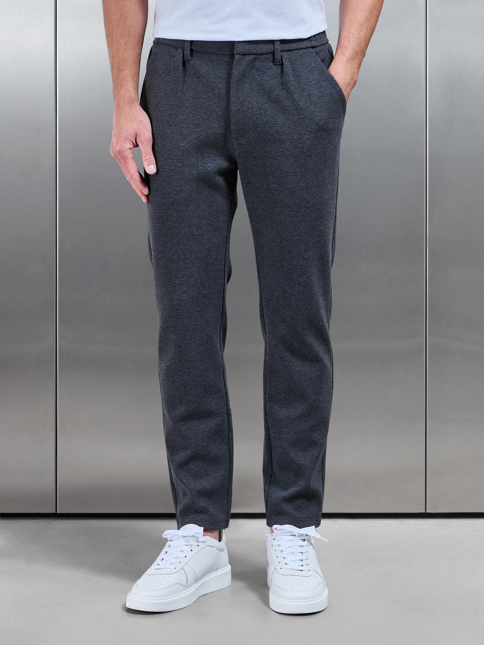 Knitted Tailored Jogger in Grey