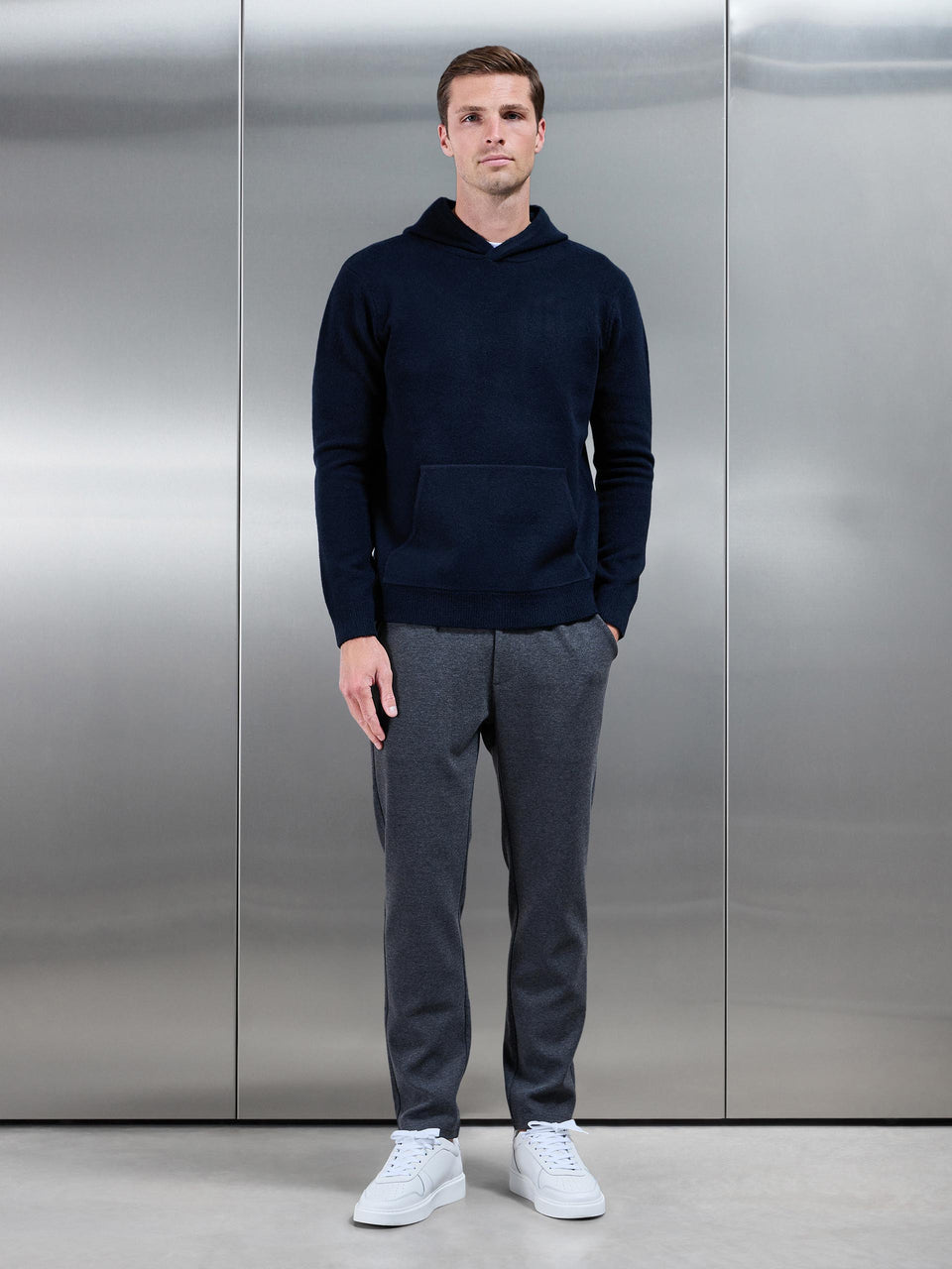 Knitted Tailored Jogger in Grey