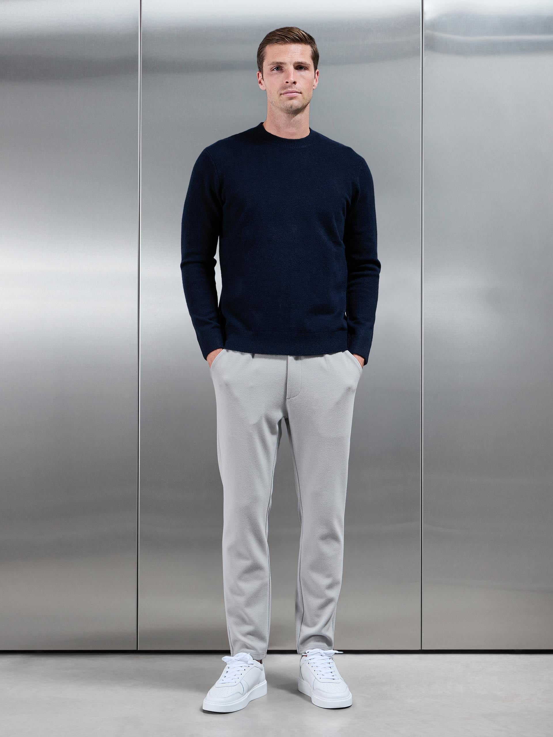 Knitted Tailored Jogger in Stone