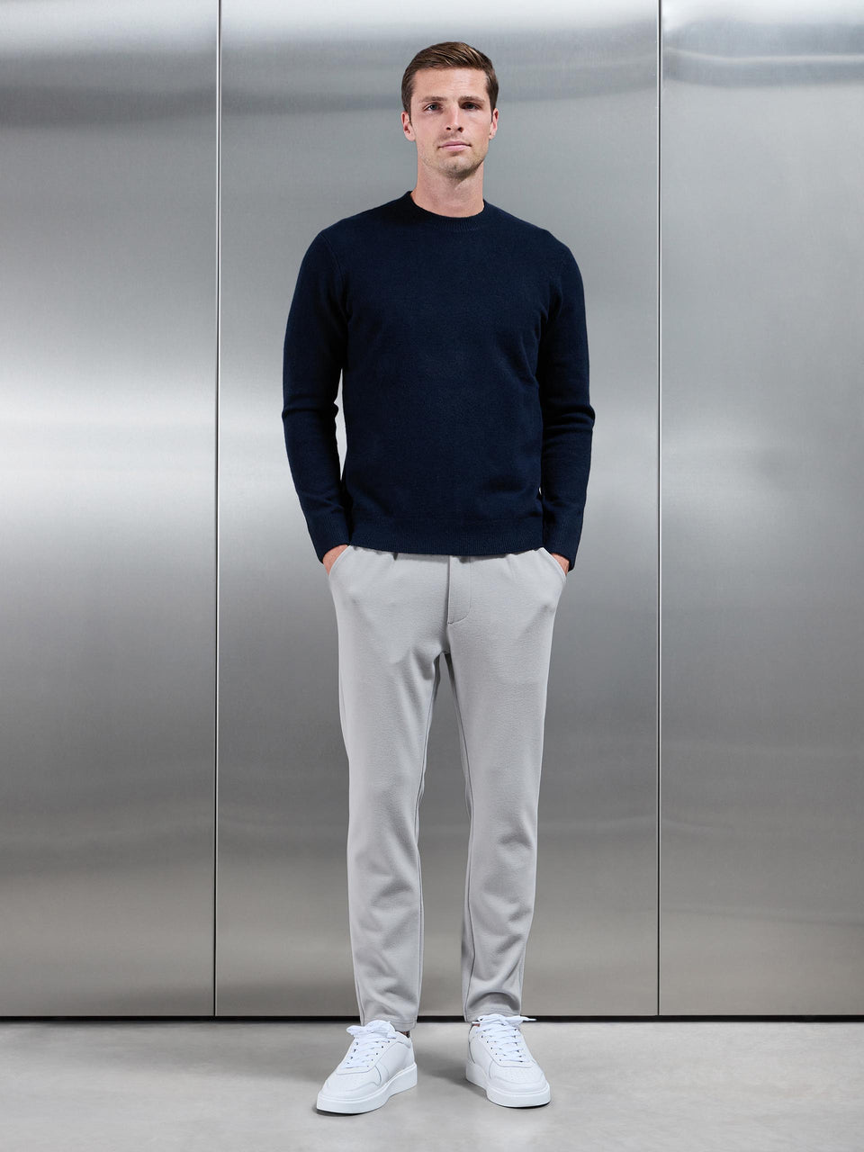 Knitted Tailored Jogger in Stone
