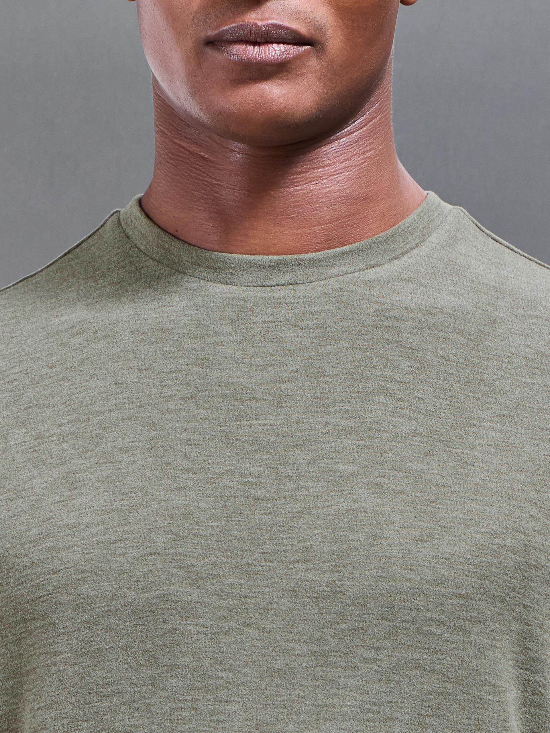 Knitted Textured T-Shirt in Olive