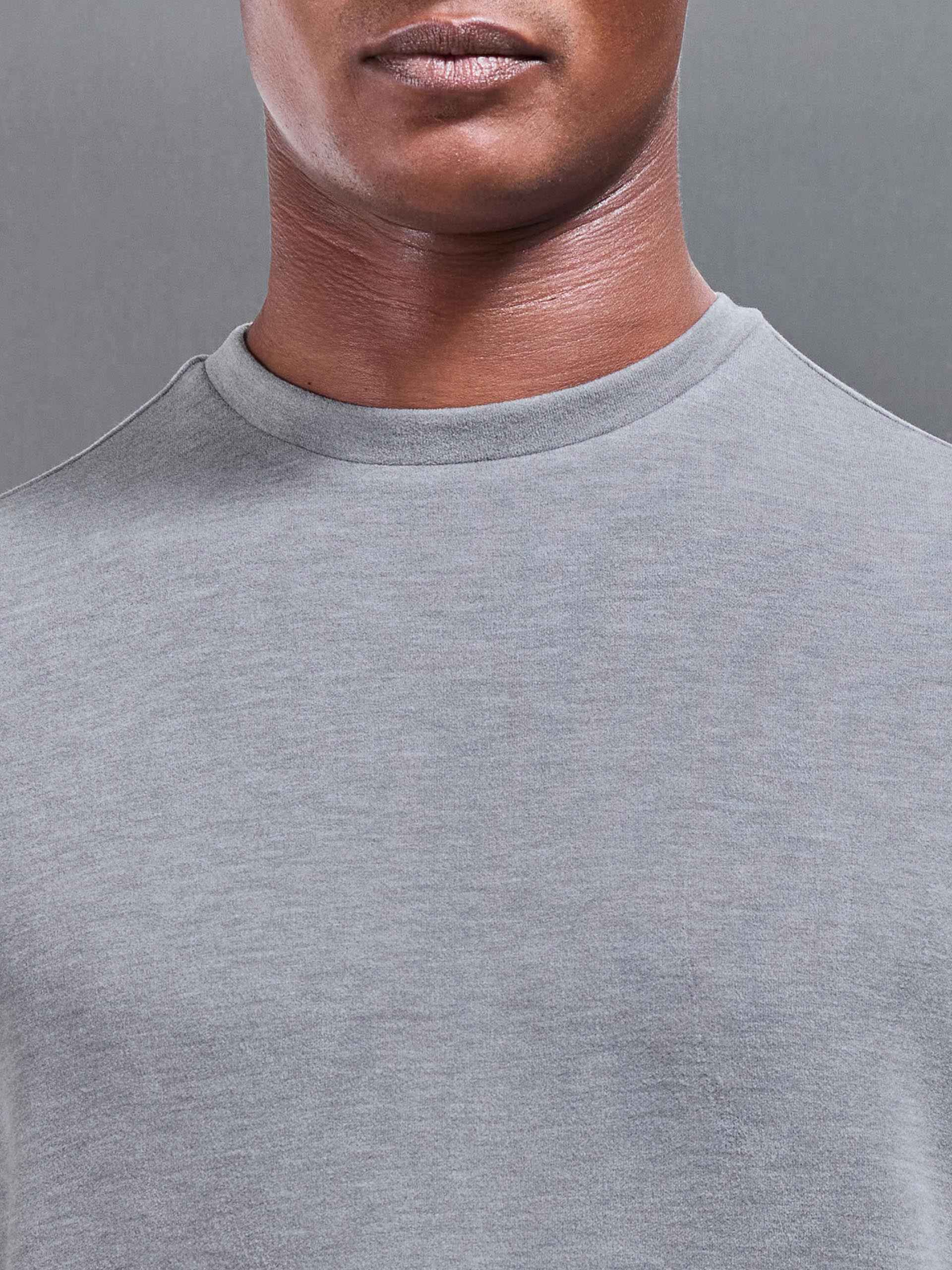 Knitted Textured T-Shirt in Slate Grey