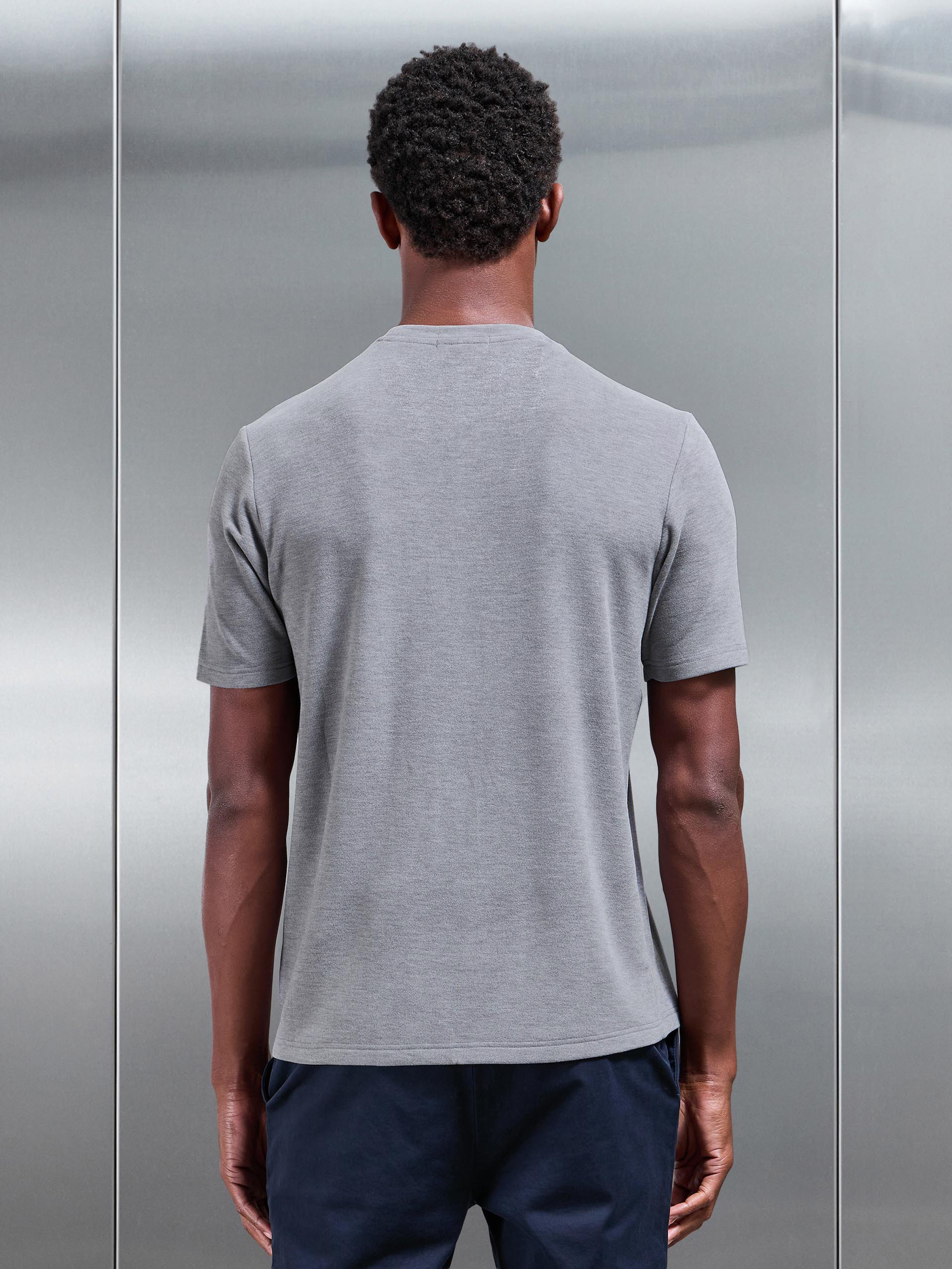 Knitted Textured T-Shirt in Slate Grey