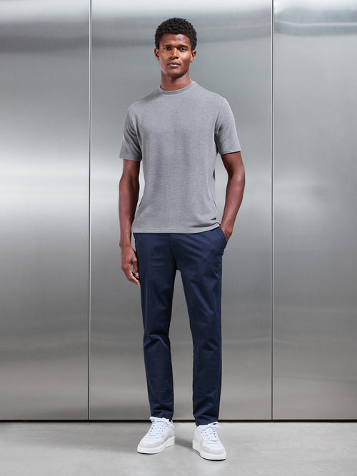 Knitted Textured T-Shirt in Slate Grey