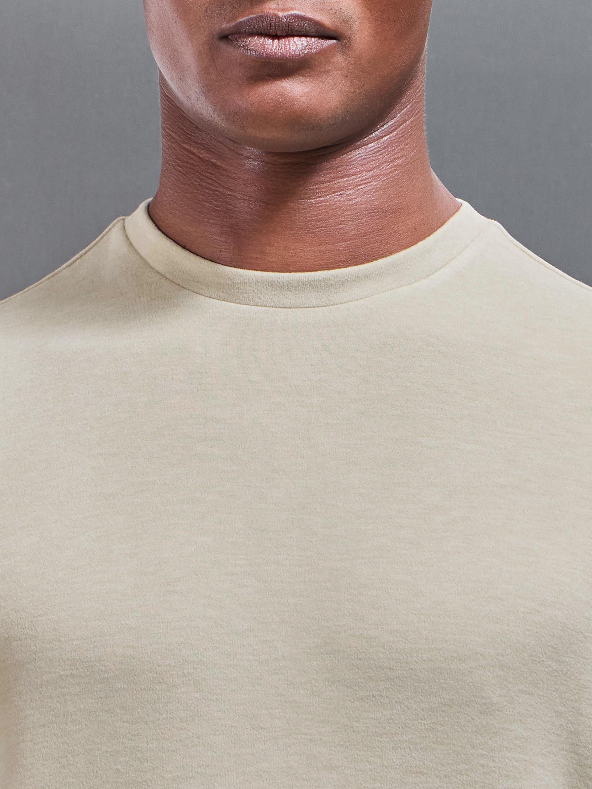 Knitted Textured T-Shirt in Stone