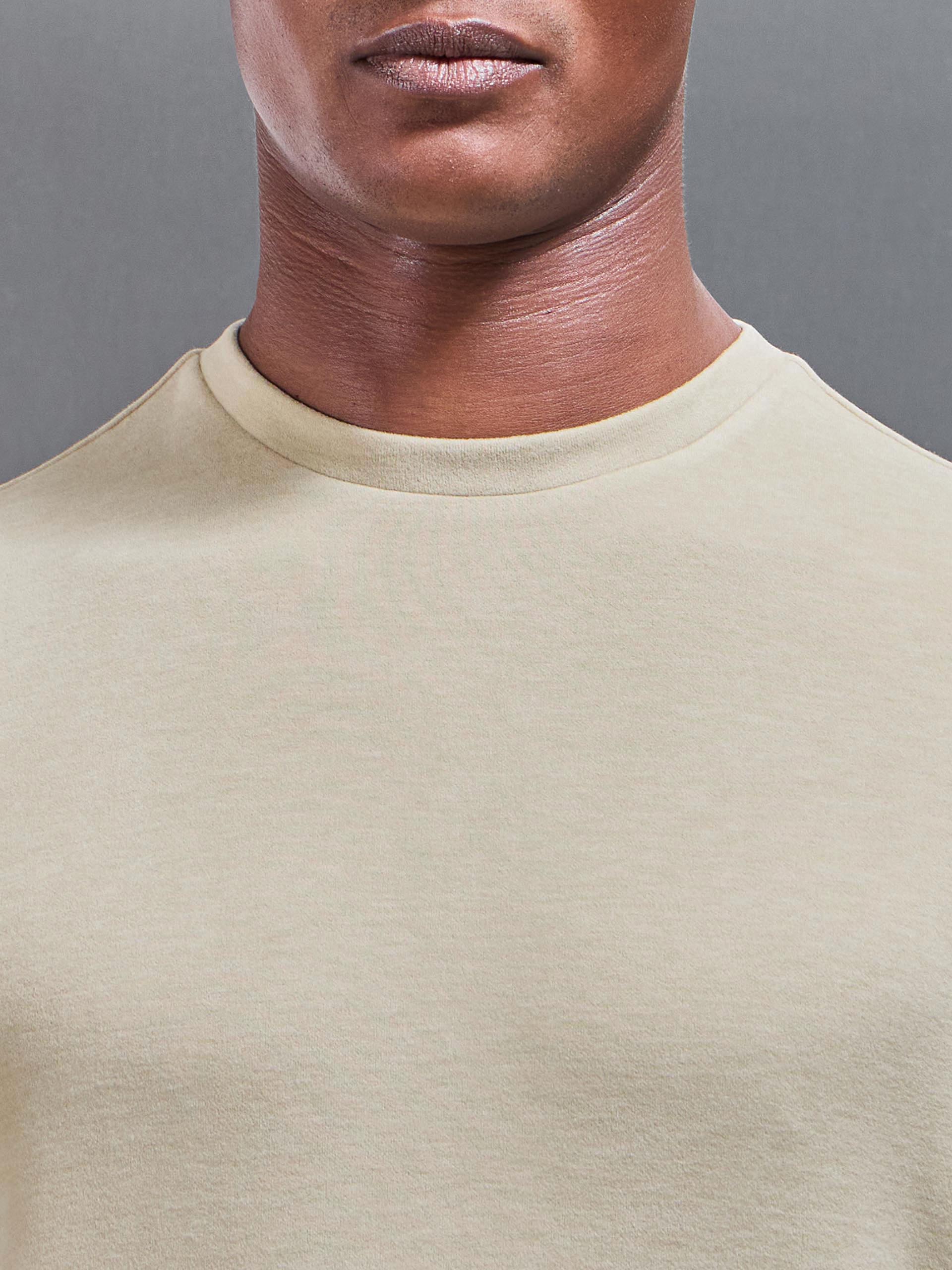 Knitted Textured T-Shirt in Stone