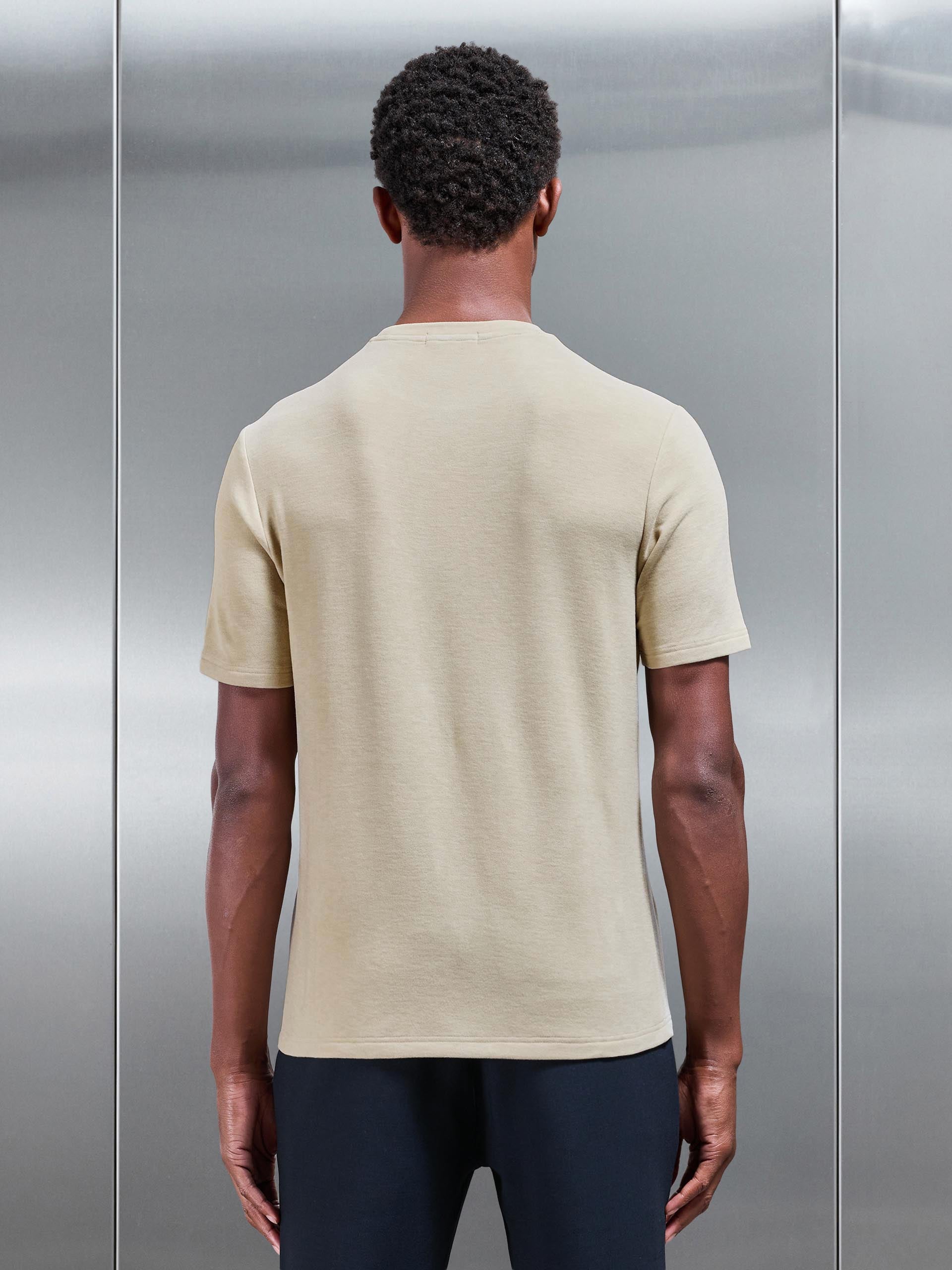 Knitted Textured T-Shirt in Stone