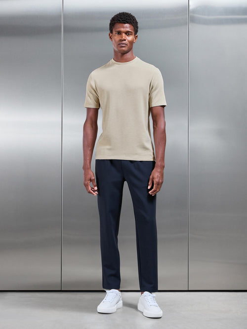 Knitted Textured T-Shirt in Stone