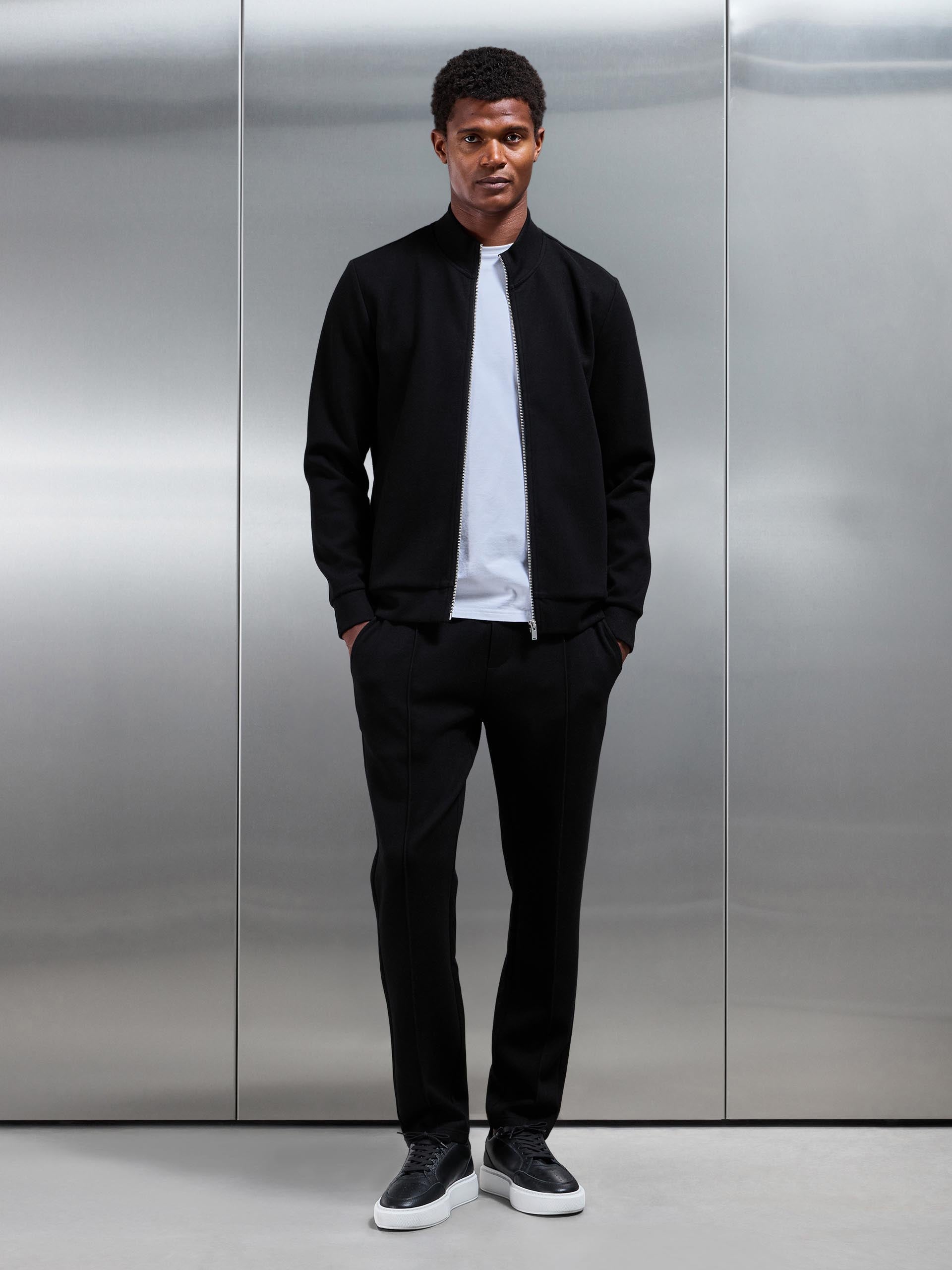 Knitted Zip Through Jacket in Black