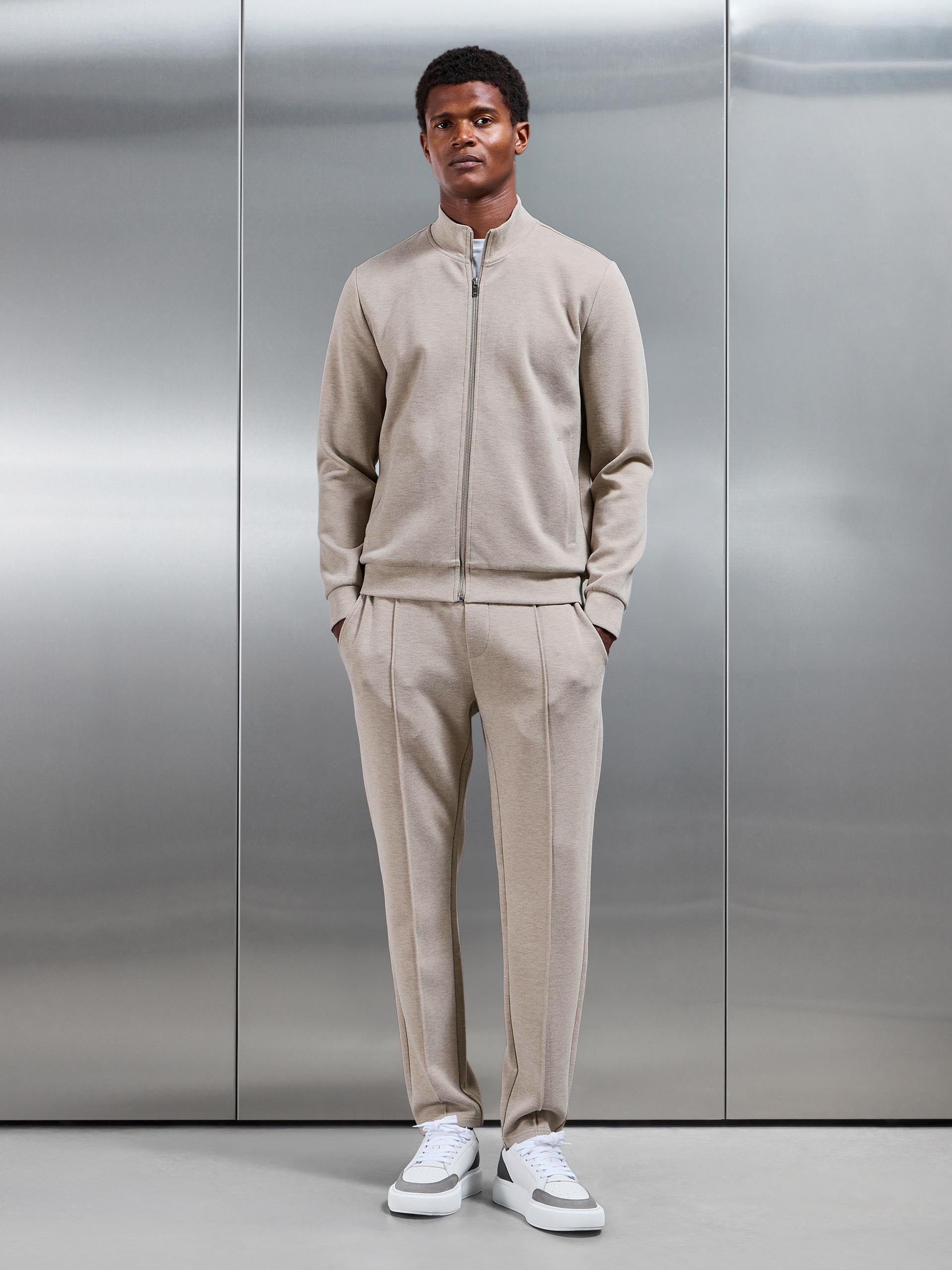 Knitted Zip Through Jacket in Stone