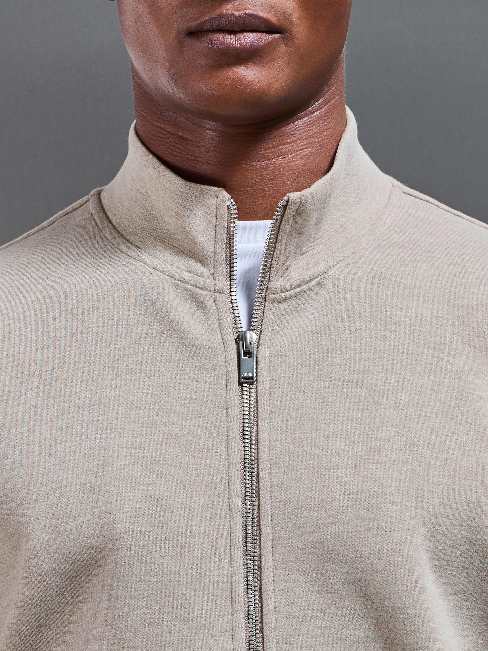 Knitted Zip Through Jacket in Stone