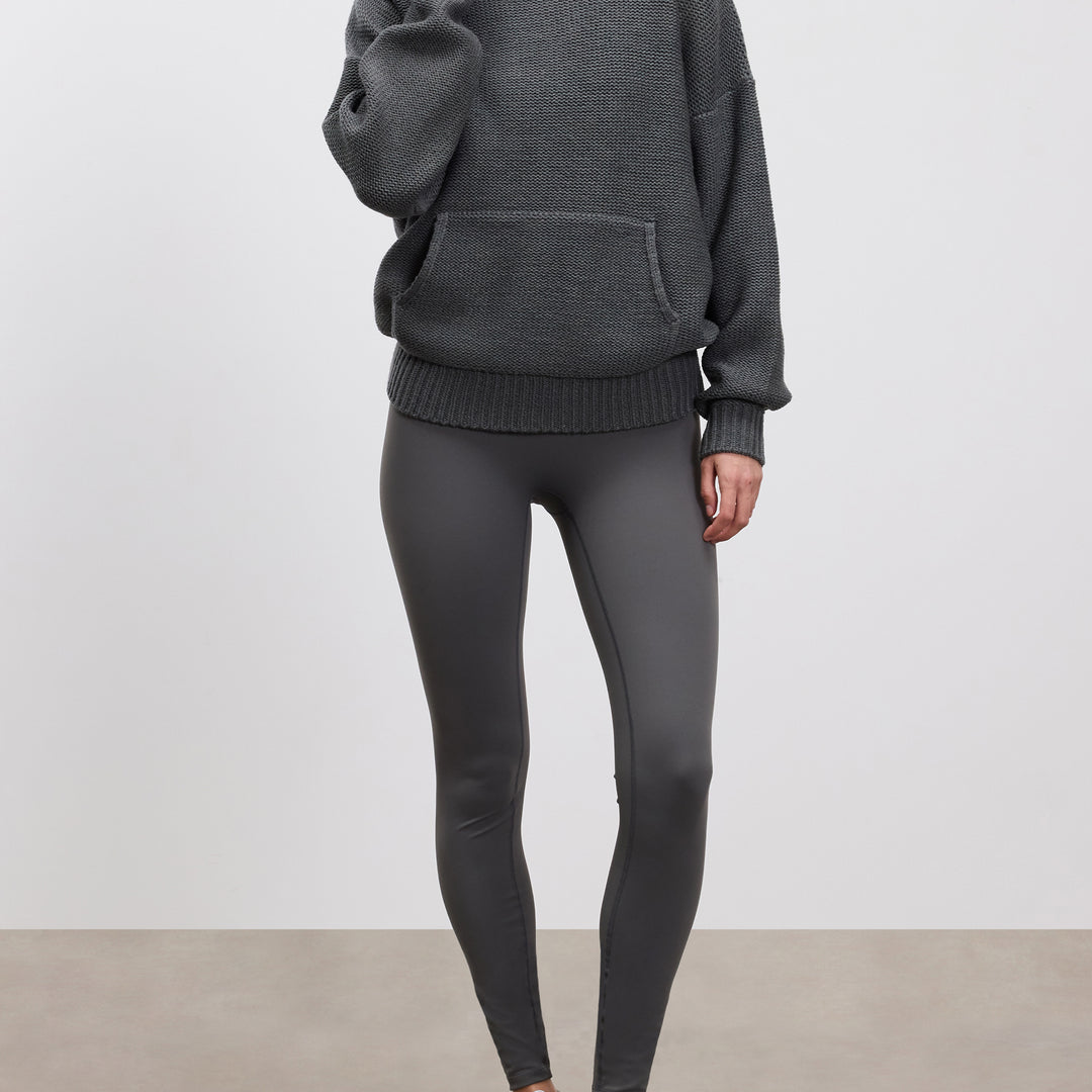 Womens Knitted Hoodie in Grey