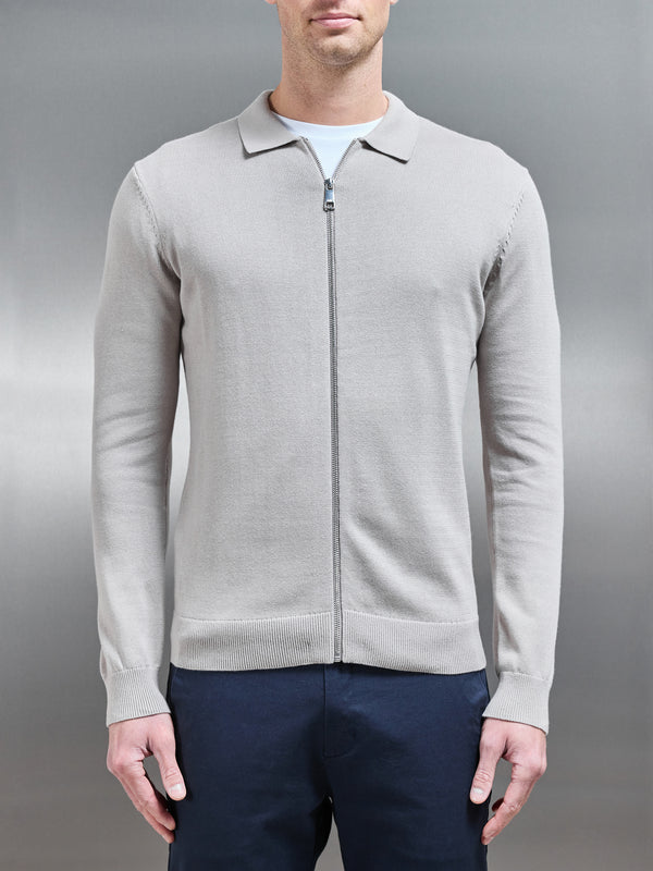 Knitted Overshirt in Stone