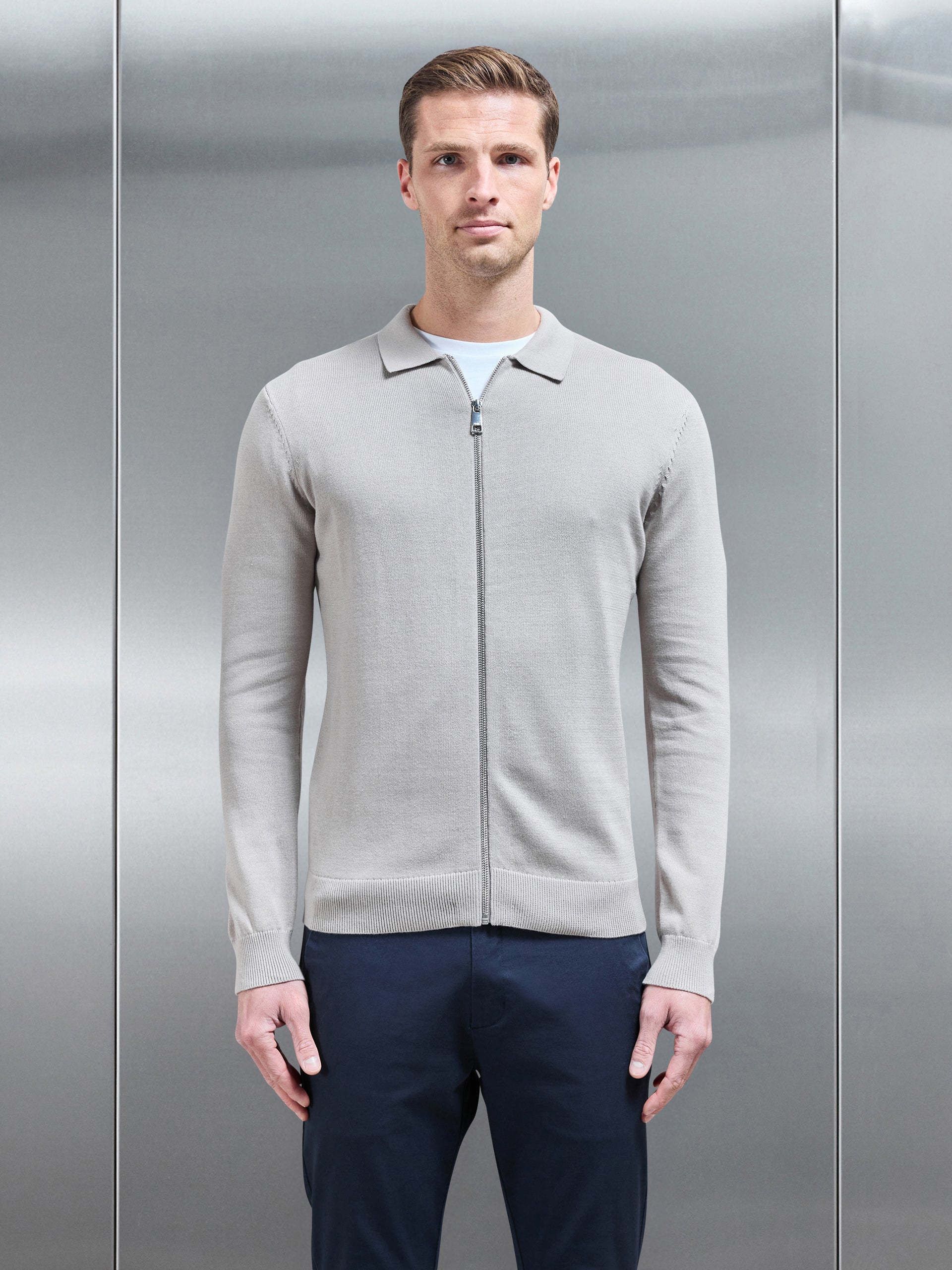 Knitted Overshirt in Stone