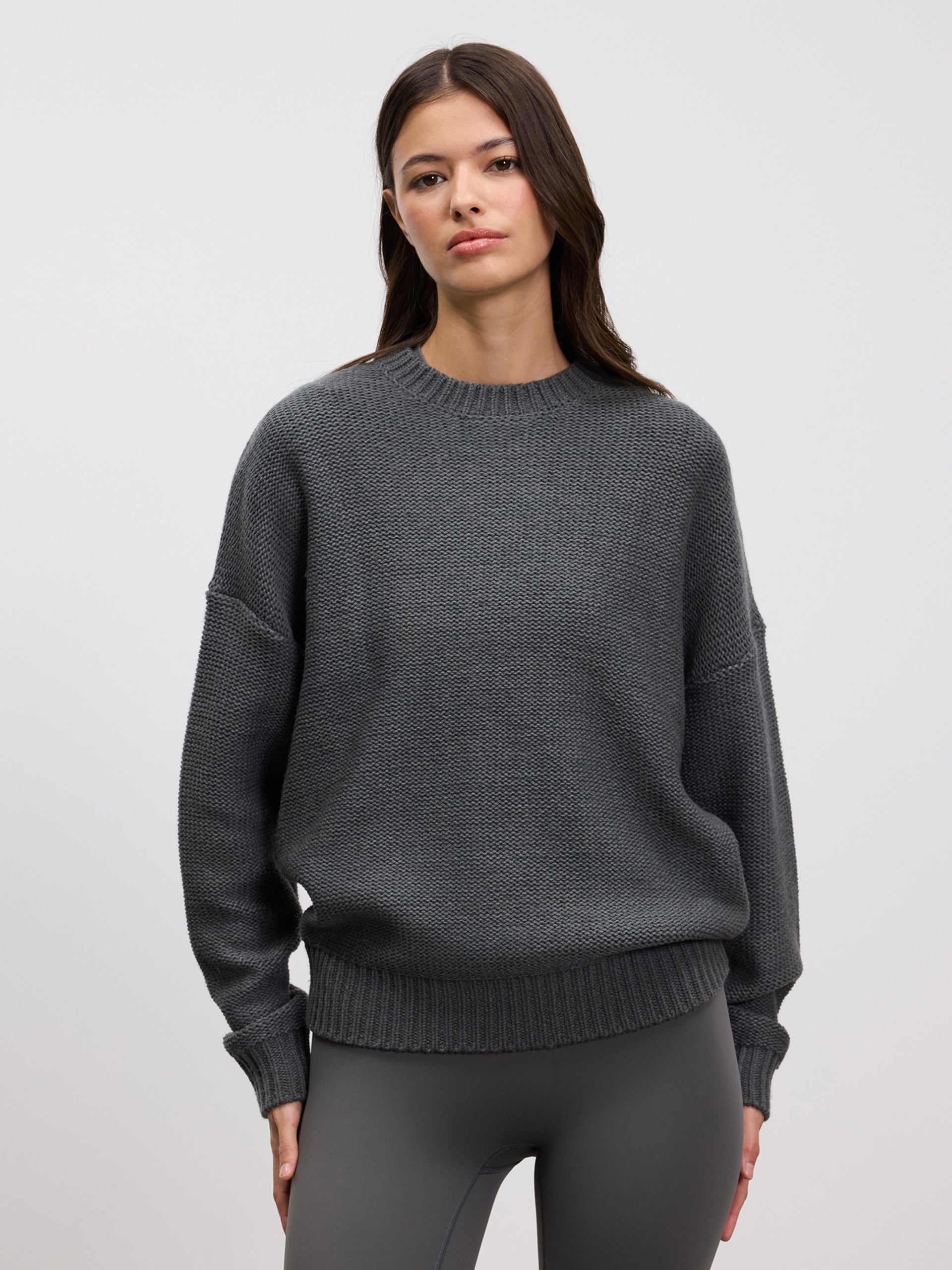 Womens Knitted Sweatshirt in Grey