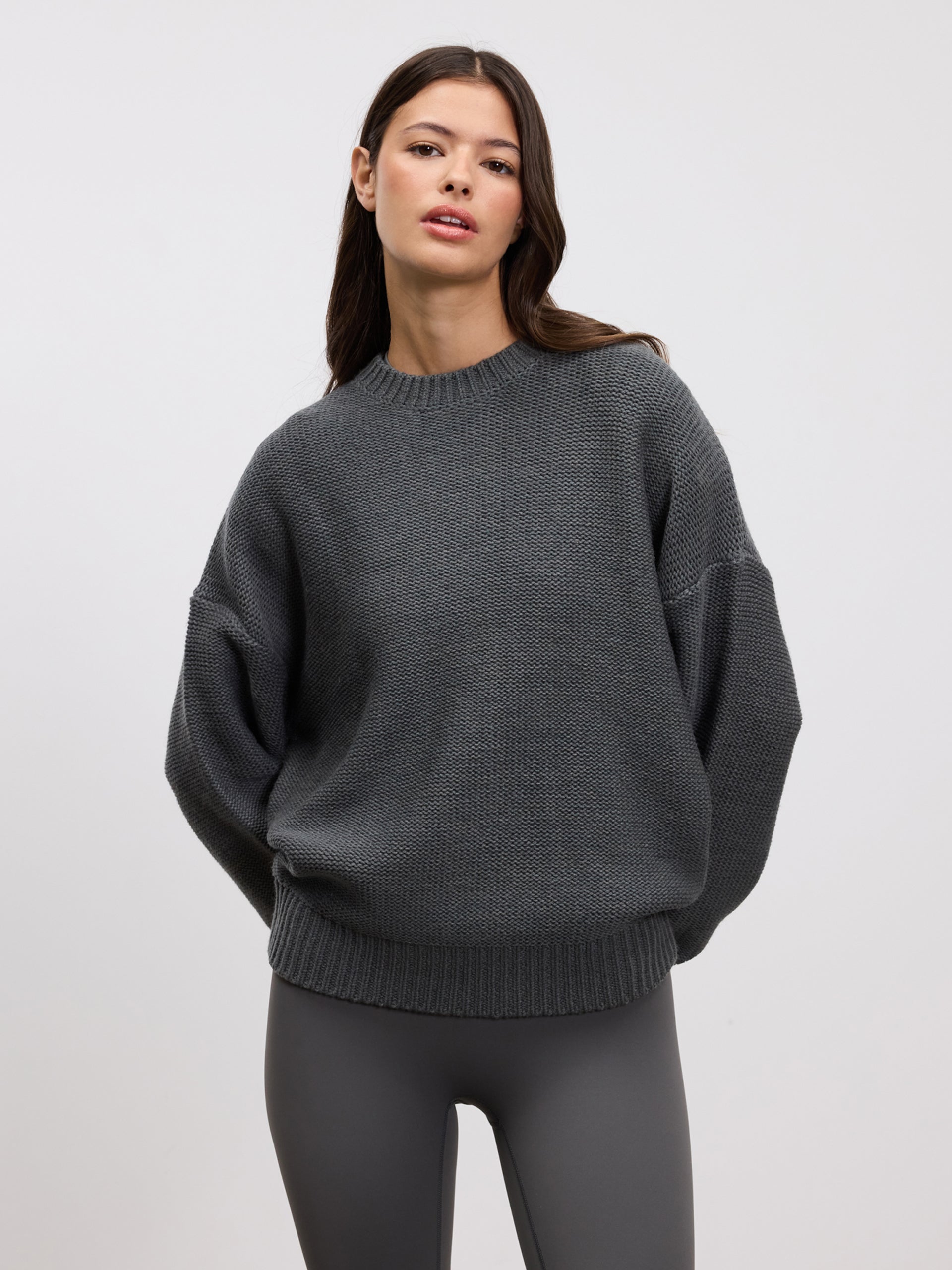 Womens Knitted Sweatshirt in Grey