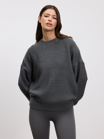 Womens Knitted Sweatshirt in Grey