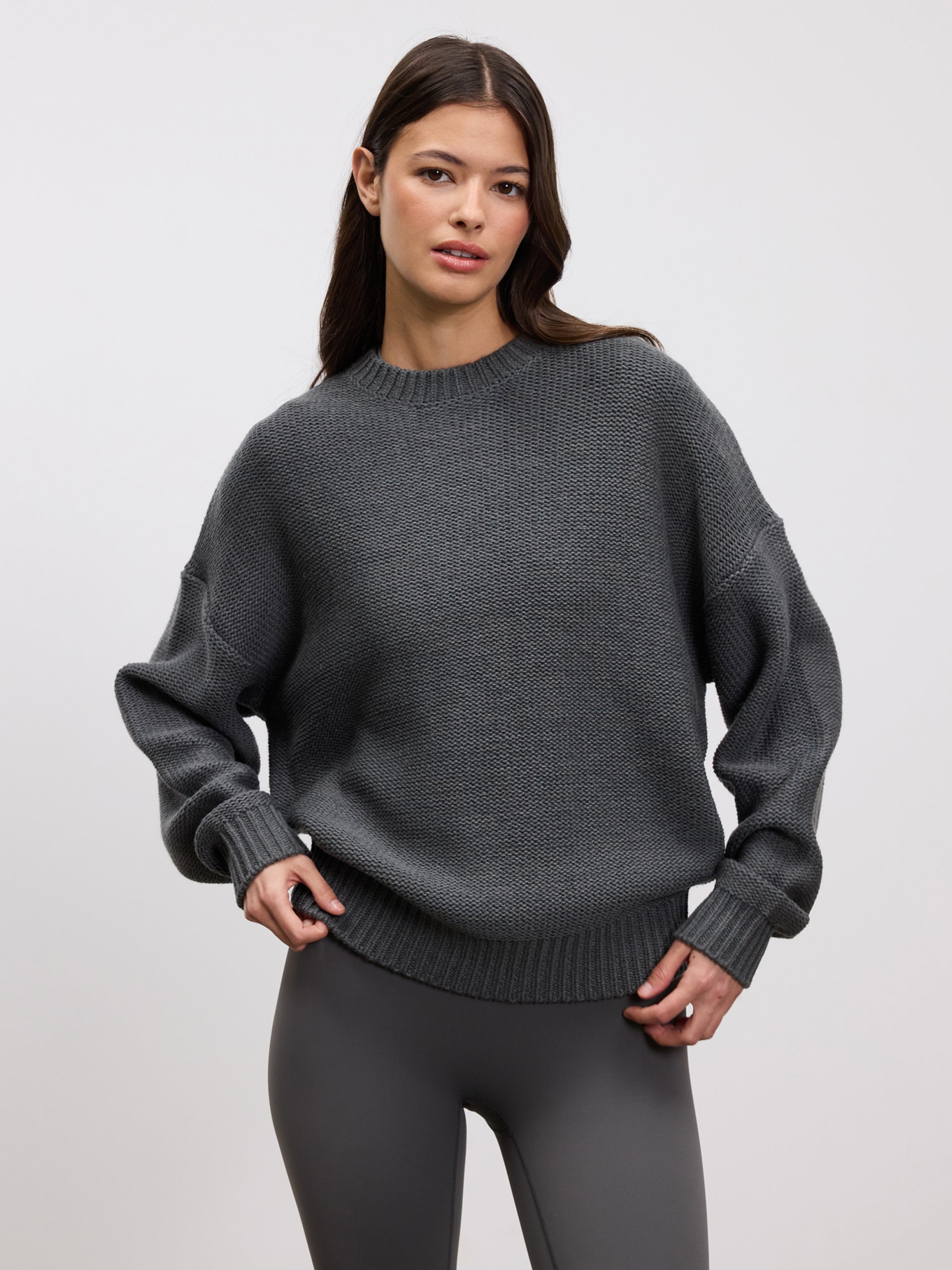 Womens Knitted Sweatshirt in Grey