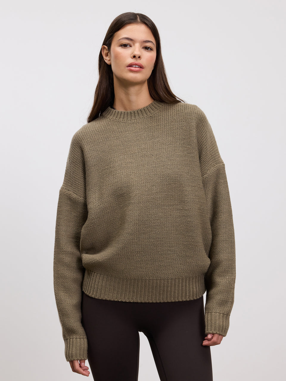 Womens Knitted Sweatshirt in Stone