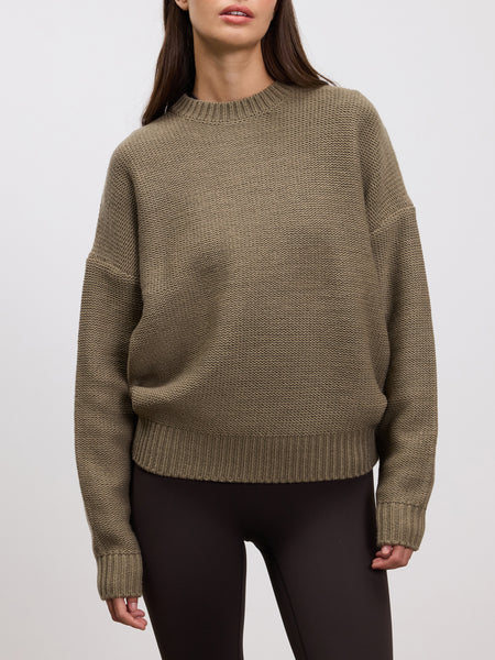 Womens Knitted Sweatshirt in Stone