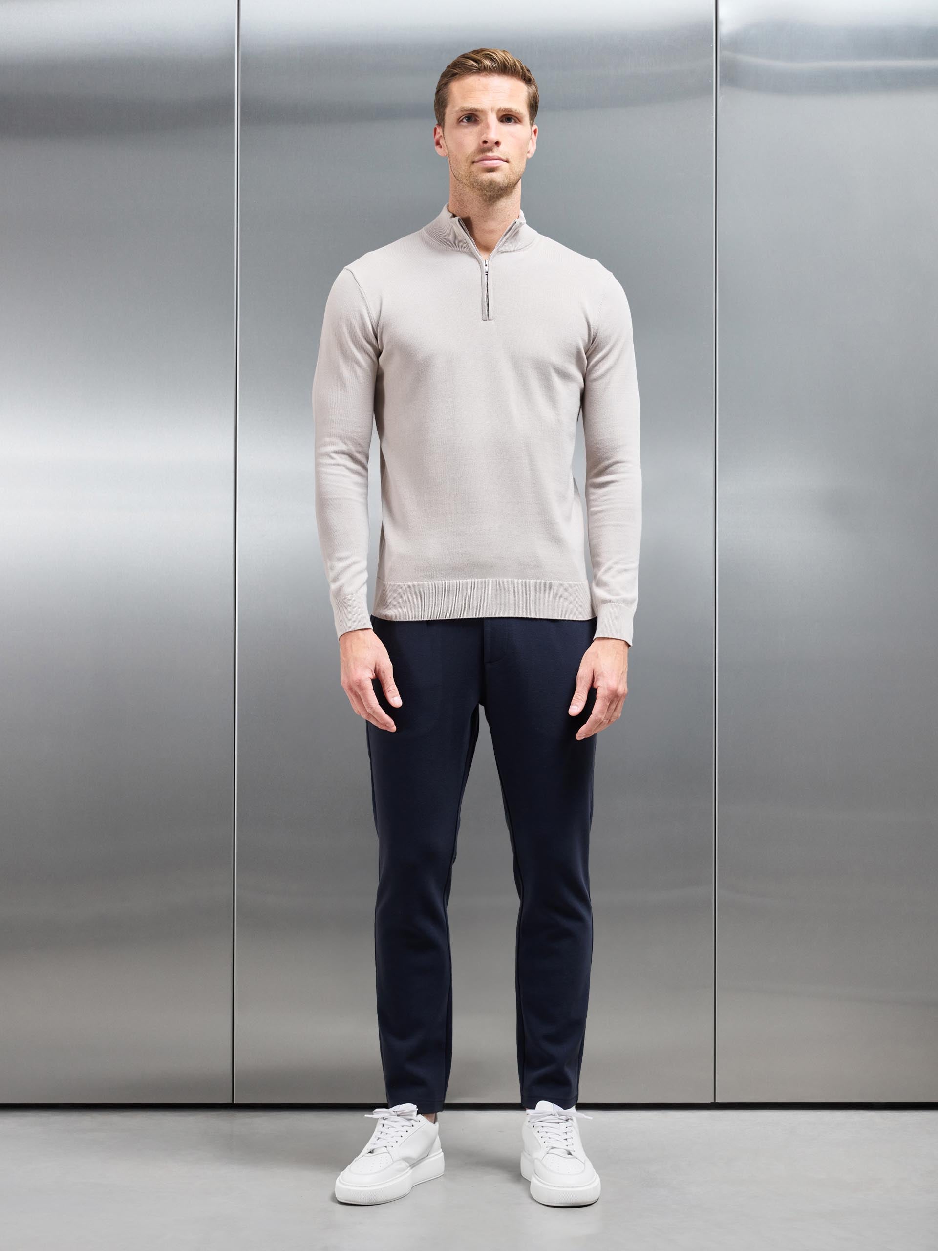 Knitted Tailored Chino Trouser in Navy