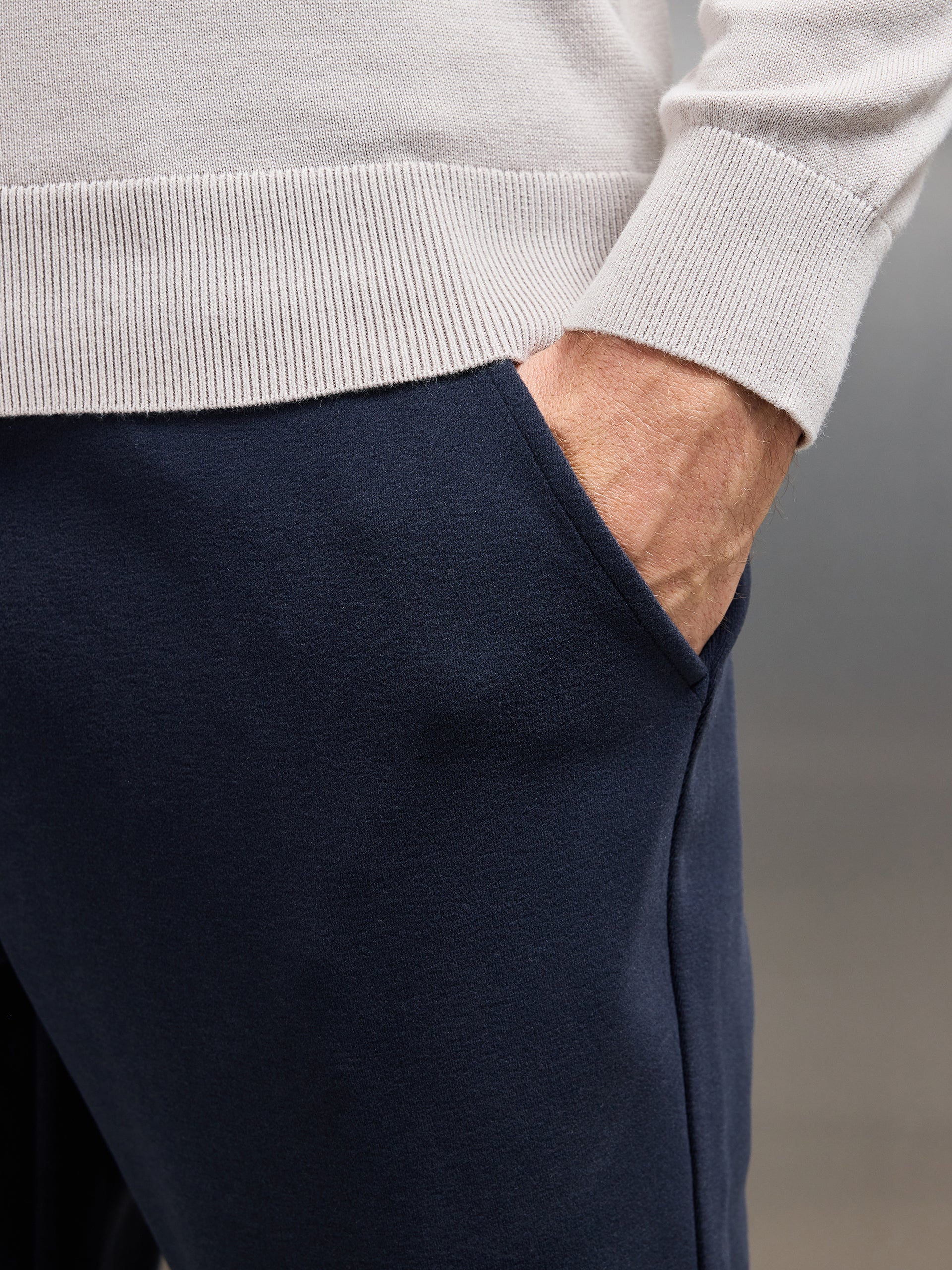 Knitted Tailored Chino Trouser in Navy