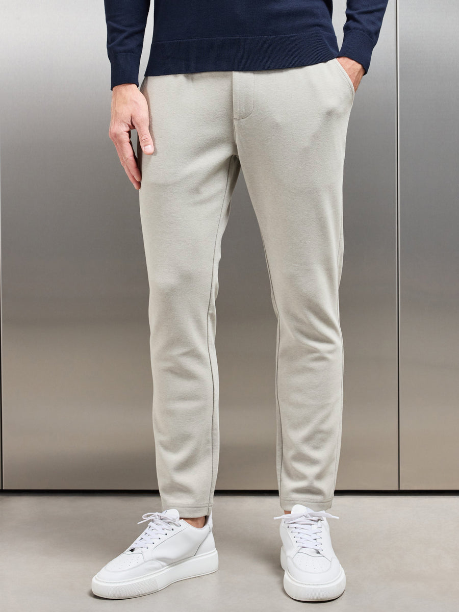 Knitted Tailored Chino Trouser in Stone