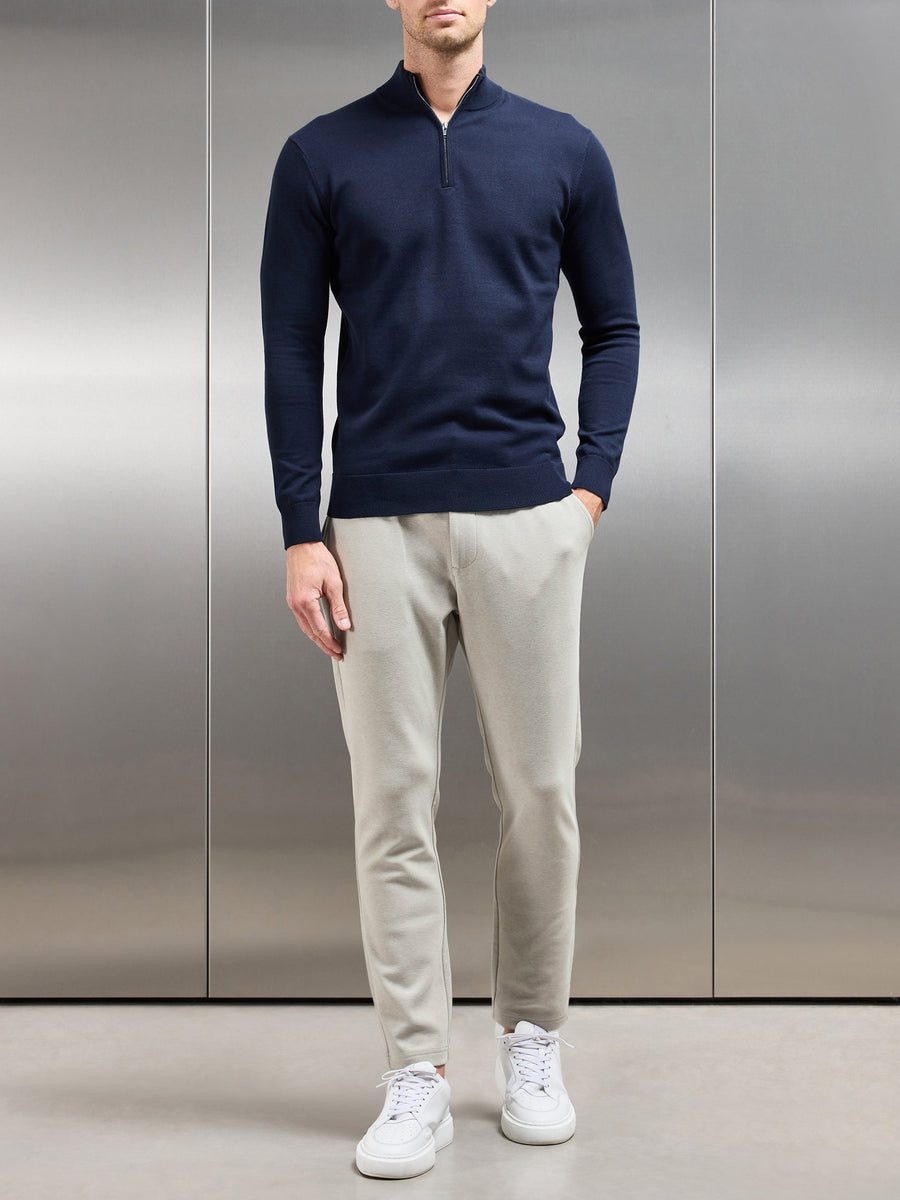 Knitted Tailored Chino Trouser in Stone