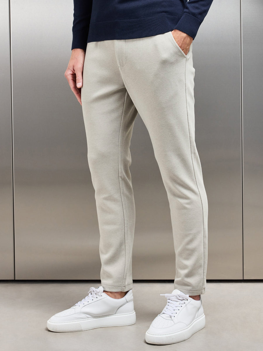 Knitted Tailored Chino Trouser in Stone