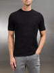 Knitted Textured T-Shirt in Black