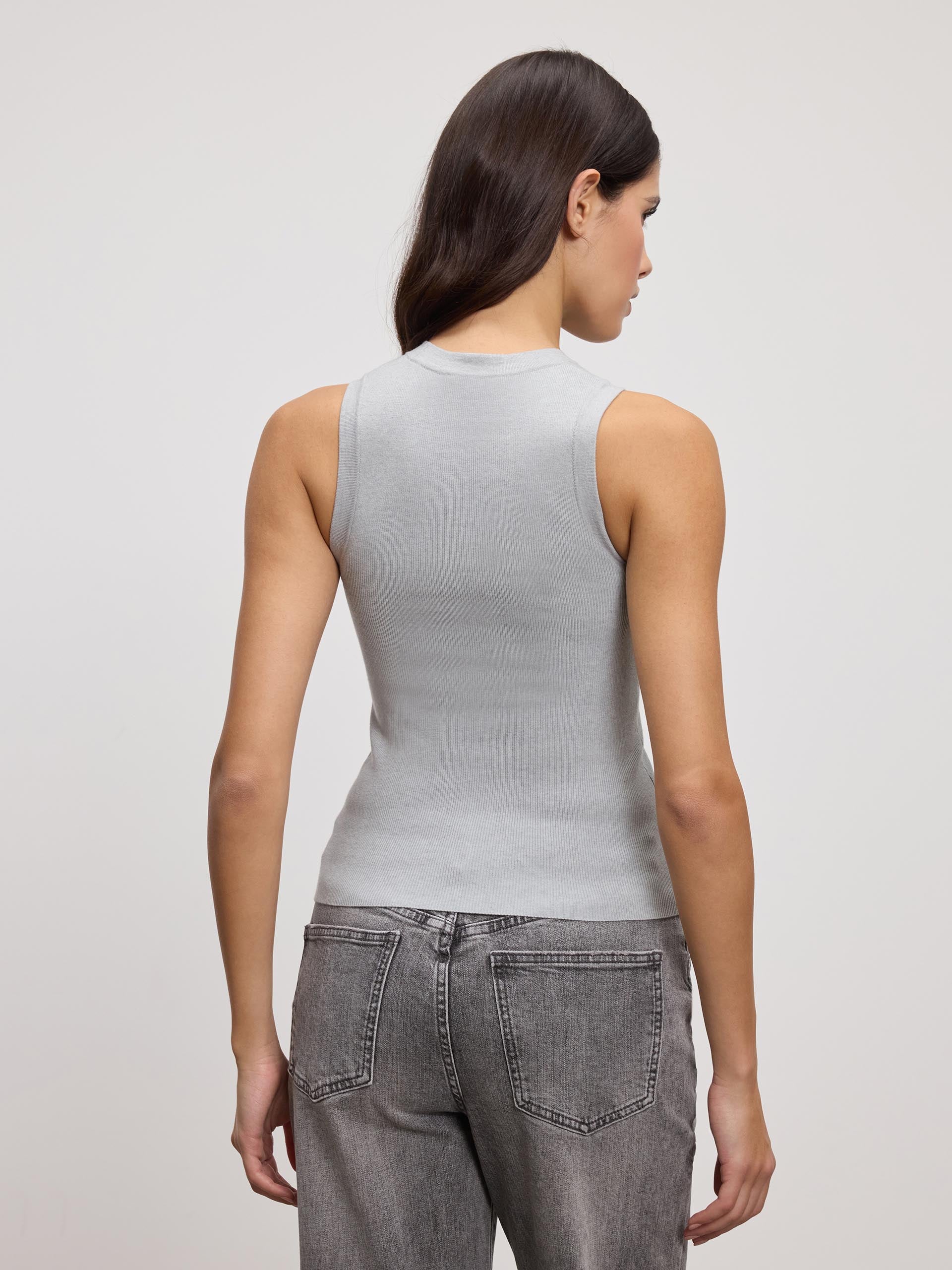 Womens Knitted Vest in Marl Grey