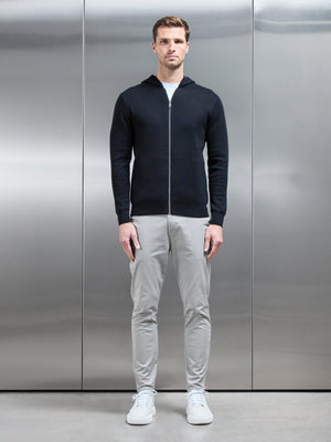 Knitted Zip Through Hoodie in Black