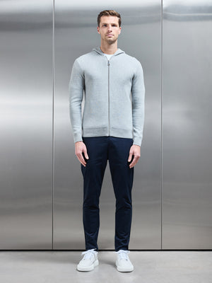 Knitted Zip Through Hoodie in Marl Grey