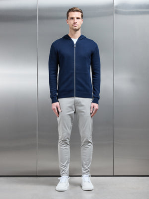 Knitted Zip Through Hoodie in Navy
