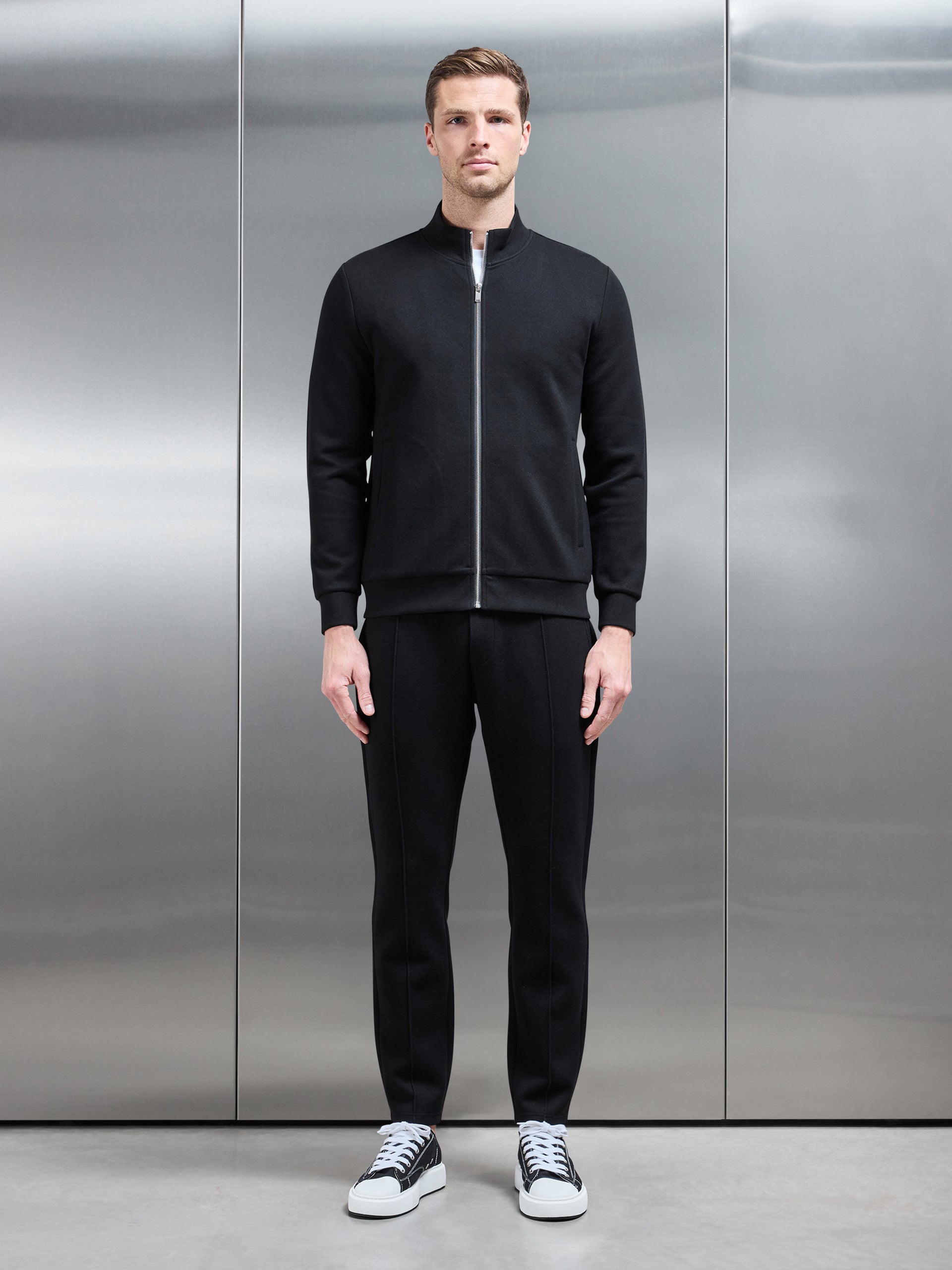 Knitted Zip Through Jacket in Black