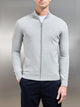 Cotton Knitted Zip Through Jacket in Marl Grey