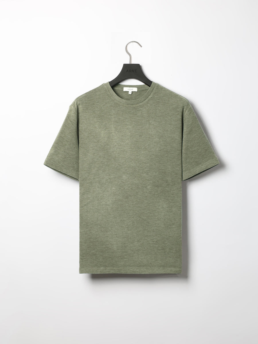 Knitted Textured T-Shirt in Olive