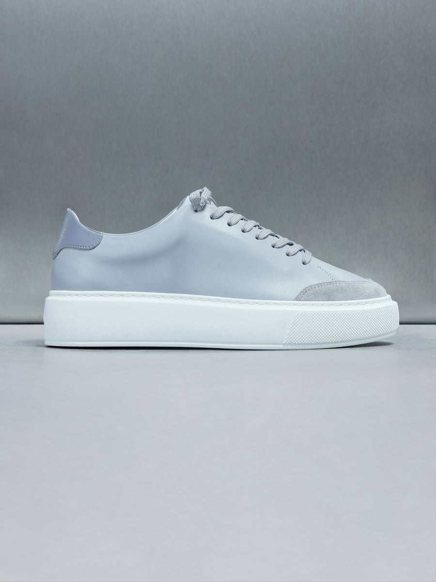 Essential Leather Suede Toe Trainer in Grey