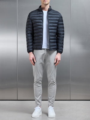 Lightweight Funnel Neck Puffer Jacket in Black